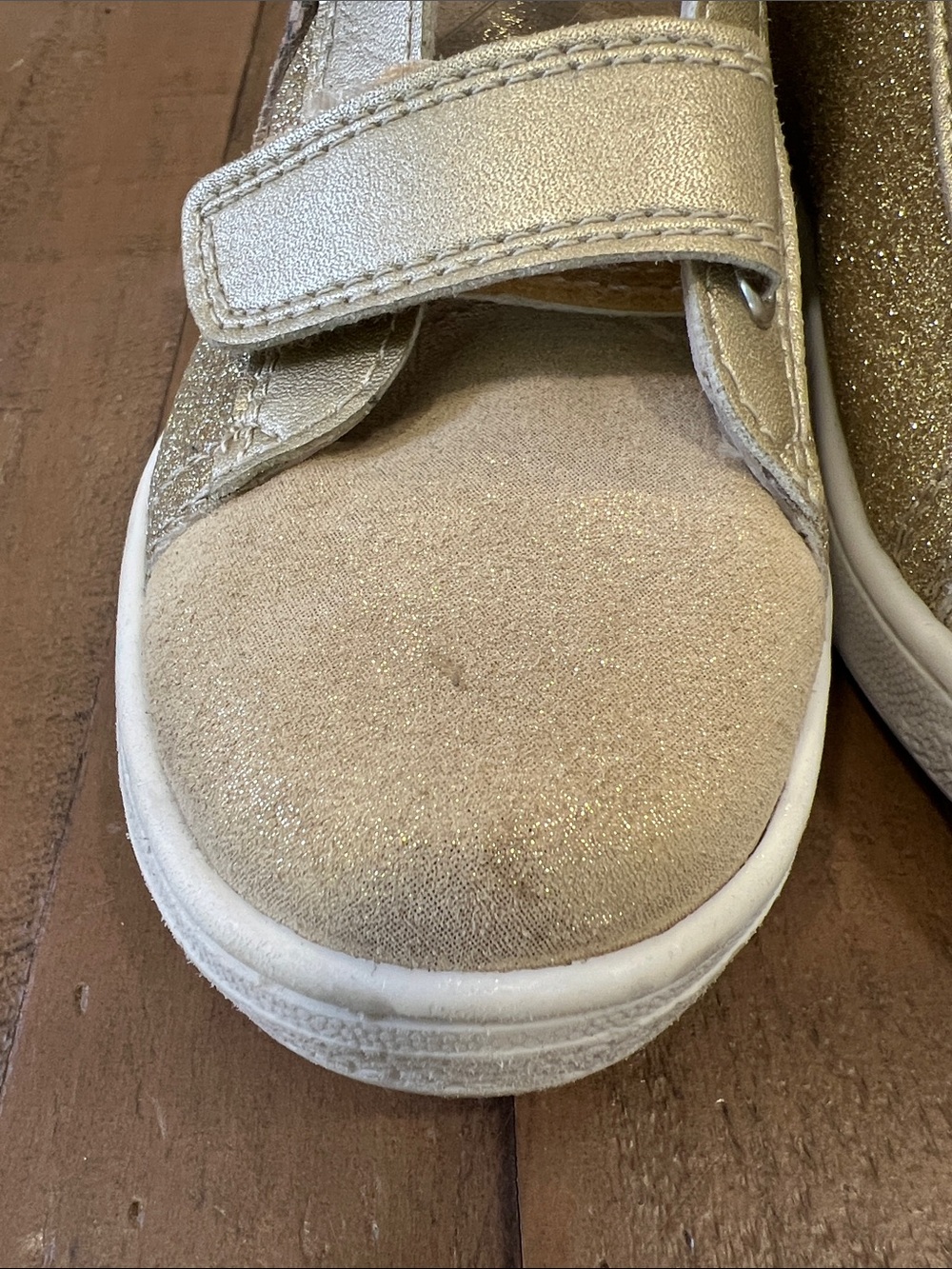 Naturino Pinn High top hook and loop Sneakers In Glitter Suede gold EU 29 US 11 - Picture 3 of 10